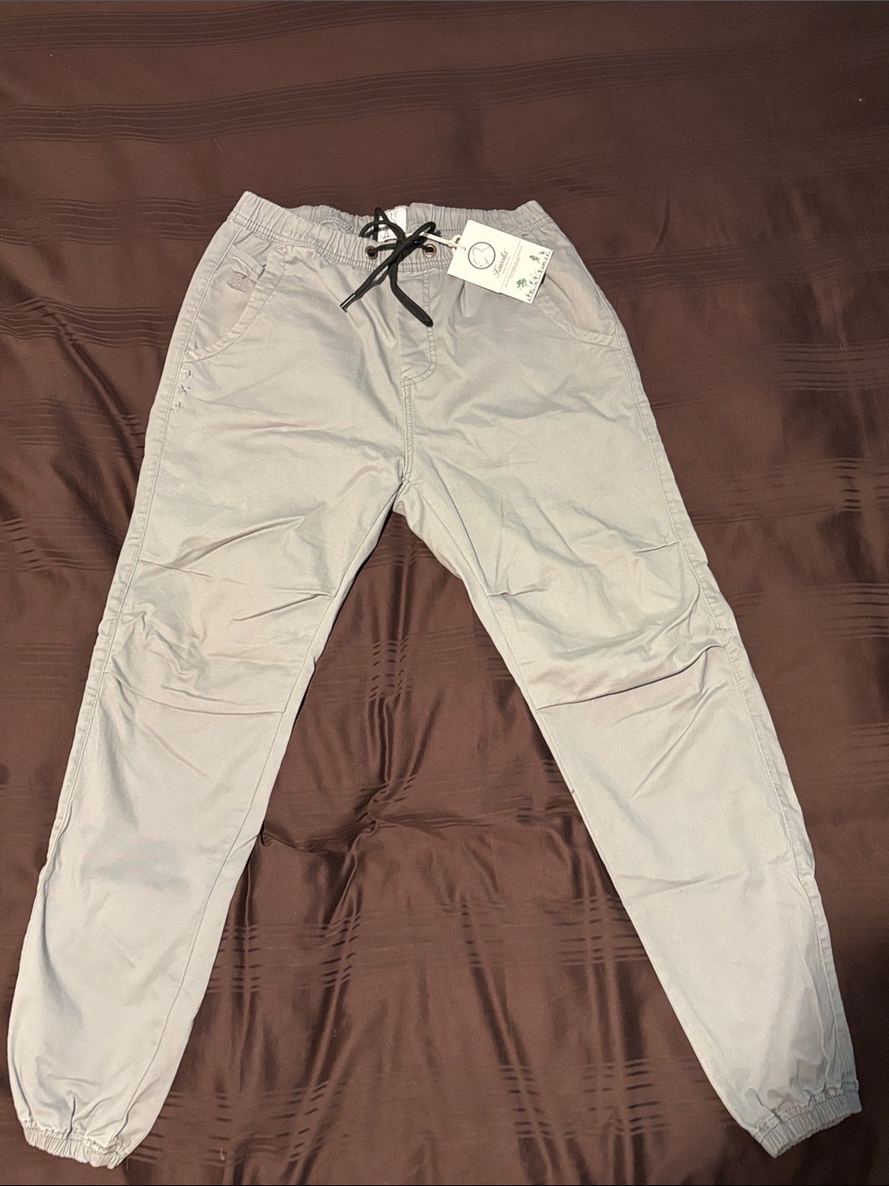 Men's Light Gray Jogger Pants with Elastic Drawstring Waist